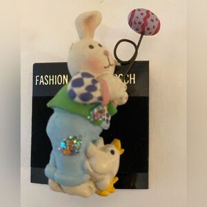 Easter Bunny and Chick Brooch